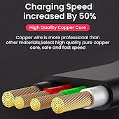 お買い得  スマホケーブル-Android および Apple 用の引き込み式 3-in-1 データ ケーブル Type-C 充電収納ケーブル