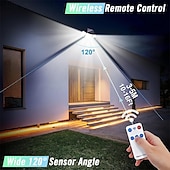 abordables Lampadaires-Projecteur solaire Shustar-280 LED, éclairage d&#039;extérieur avec détecteur de mouvement, éclairage de sécurité solaire avec télécommande, 3 modes, 3 têtes avec rallonge pour jardin, garage, porche