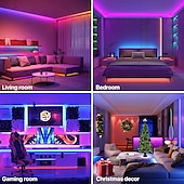 abordables Bandes lumineuses usb-Bande lumineuse LED RVB à couleur changeante de 1 à 2 m, alimentée par batterie, flexible, alimentée par batterie, avec 3 touches, contrôleur infrarouge pour chambre à coucher, bureau, maison, TV,