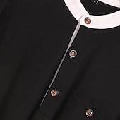billige Uformell Henley T-skjorte-Herre Henly-skjorte T-skjorte Fargeblokk Henley utendørs Avslappet Kortermet Knapp Lomme Klær Mote Designer Bekvem
