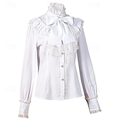 preiswerte Oberteile-Retro Vintage Mittelalterlich Renaissance Bluse / Hemd Pirat Prinzessin Einfarbig Damen Seeräuber königlich Steampunk Halloween Karneval Maskerade Alltagstauglich Erwachsene Hemd