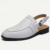 billiga Kjol sandaler-Herr Sandaler Romerska skor PU Läder Andningsfunktion Bekväm Halksäker Spänne Svart Vit