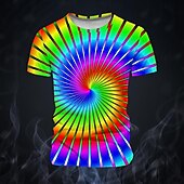 Men's Optical Illusion Dazzle color T Shirt Short Sleeve T shirt 3D Print Crew Neck Shirt Fashion Exaggerated Funny Street Sports Outdoor Rainbow Summer Spring Clothing Apparel S M L XL XXL XXXL 5