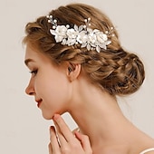abordables Tocado para dama de honor-Peines de pelo Vestimenta de Cabeza Perla Artificial Legierung Boda cóctel Elegante Lujo Con Perlado Artificial Color Puro Celada Sombreros