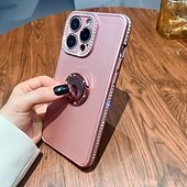 cheap iPhone Cases-Phone Case For iPhone 15 Pro Max Plus iPhone 14 13 12 11 Pro Max Plus Back Cover with Stand Holder Bling Glitter Shiny Shockproof TPU Plating Metal