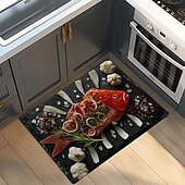 preiswerte Fußmatten-Fischfleisch-Fußmatte, Küchenmatte, Bodenmatte, rutschfester Teppich, ölbeständiger Teppich, Indoor-Outdoor-Matte, Schlafzimmerdeko, Badezimmermatte, Eingangsteppich