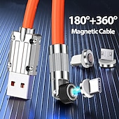 billiga Mobiltelefon kablar-passagerarkabel roterande magnetisk kabel 540 grader snabbladdning silikon typ trippel hand magnetisk kabel laddningskabel