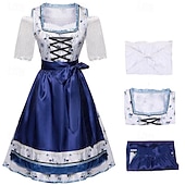 お買い得  ディアンドルセット-Oktoberfest ドレス ギャザースカート セット ミディ丈 バイエルン メイド ドイツ語 ミュンヘン メドウズ 女性用 伝統的なスタイルの布