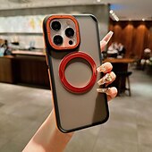 cheap iPhone Cases-Phone Case For iPhone 16 iPhone 15 Pro Max Plus iPhone 14 13 12 11 Pro Max Plus Back Cover With Magsafe with Stand Holder Support Wireless Charging Matte Frosted Retro TPU PC Metal