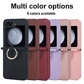 levne Pouzdra pro Samsung-telefon Carcasă Pro Samsung Galaxy Z Flip 6 Z Flip 5 Z Flip 4 Z Flip 3 Zadní kryt Slot pro kartu Prstencová spona Nárazuvzdorné Retro TPU Kov PU kůže