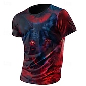 preiswerte T-Shirts mit Tiermuster-Herren Tiermotiv Wolf Flamme T Shirt Kurzarm T-Shirt 3D-Druck Rundhalsausschnitt Hemd Mode Designer Galaxis Straße Sport im Freien Schwarz 1 Schwarz 3 Schwarz 2 Sommer Frühling Bekleidung S M L XL