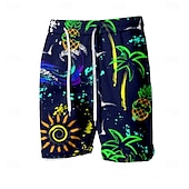 baratos Plantas e Flores Tropicais-Homens Ananás Coqueiro Sol Calção Justo de Natação Shorts de Natação Bermuda de Surf Cintura Média Moda Roupa de rua Designer Casual Diário Feriado Bolsos Com Cordão Cintura elástica Designer Roupa