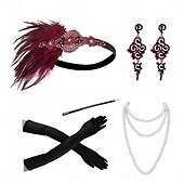 cheap Accessories and More-1920s The Great Gatsby Outfits Flapper Headband The Great Gatsby Wedding Guest Collarless Women&#039;s Halloween Carnival Masquerade Party Masquerade Wedding Reception Adults&#039; Gloves Necklace Earring All