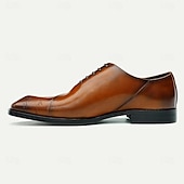 baratos Formal-Homens Sapatos sociais Couro Couro de grão integral italiano Confortável Antiderrapante Com Cadarço Preto Marron