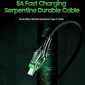 tanie Kable do telefonów komórkowych-Kabel do transmisji danych lampy typu Snakehead ze stopu cynku o mocy 100 W nadaje się do kabla do szybkiego ładowania danych typu C Black Mamba 5a