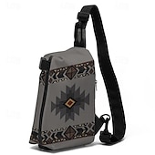 cheap Handbag &amp; Totes-Men&#039;s Crossbody Bag Shoulder Bag Chest Bag Polyester Outdoor Daily Holiday Zipper Print Large Capacity Lightweight Multi Carry National Totem Earth Yellow Grey
