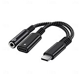 halpa Matkapuhelinkaapelit-usb tyyppi c - 3,5 mm kuulokeliitäntä sovitinkaapeli 2 in 1 dual usb c naaras audio aux liitin lataus jakaja musiikki