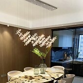 baratos Candelabros de Cristal-Lustre led branco quente 100cm 8 luzes design exclusivo lustre de flor de cristal restaurante luxo arte italiana bar ilha candeeiros de mesa criativo metal sala de jantar 110-240v