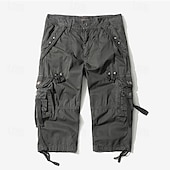 cheap Outdoor-Men's Capri Cargo Shorts Cargo Shorts Shorts Capri Pants Hiking Shorts Leg Drawstring 6 Pocket Plain Comfort Outdoor Daily Going out Fashion Streetwear Black Army Green