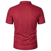 cheap Sports-Men&#039;s Golf Shirt Golf Polo Work Casual Stand Collar Short Sleeve Basic Modern Color Block Patchwork Button Spring &amp; Summer Regular Fit Wine Pink Navy Blue Green Golf Shirt
