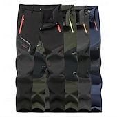 cheap Bottoms-Men&#039;s Fleece Lined Pants Waterproof Hiking Pants Trousers Softshell Pants Winter Outdoor Thermal Warm Windproof Breathable Elastic Waist Fleece Bottoms Army Navy Grey Black Hunting Fishing Skiing
