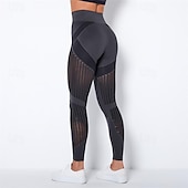 cheap Yoga Leggings &amp; Tights-Women&#039;s Yoga Pants Yoga Leggings Mesh Patchwork High Waist Yoga Gym Workout Pilates Tights Color Block Dark Grey Black Army Green Spandex Sports Activewear Stretchy Slim