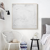 abordables Peintures Abstraites-peint à la main 3d texturé blanc peinture abstraite sur toile 3d texturé art mural boho moderne toile art salon décor pattle couteau peinture à l&#039;huile décor à la maison hôtel pièce d&#039;art