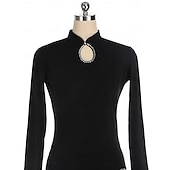 levne Šaty na krasobruslení-Šaty na bruslení Dámské Dívčí Buz Pateni Šaty Černá Síťka Spandex Elastické Trénink Profesionální Soutěž Bruslařské oblečení Zahřívací Křišťál a napodobenina Dlouhý rukáv Bruslení Krasobruslení