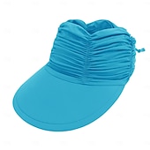 preiswerte Heizen und Kühlen-Modischer, einfarbiger UV-Sonnenschutz für Damen mit breiter Krempe, Visier, modischer Aufdruck, geraffter Sonnenschutz, leerer Sommer-Strandhut