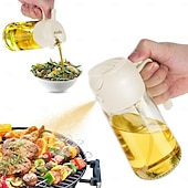 abordables Utensilios de cocina y gadgets-Rociador y dispensador de aceite de vidrio 2 en 1, 16oz para cocina, botella de aceite de oliva de 470ml, rociador de aceite para cocinar, cocina, ensalada, barbacoa