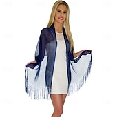 billige Sjal-Sjale Sjal til kvinner Glitter Glitrende Ermeløs Polyester Bryllup Wrap Med Dusk Til Bryllup Vår sommer