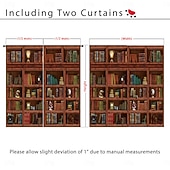 preiswerte Blackout -Vorhang-Vintage Bücherregal Verdunkelungsvorhänge Türisolierung Außenbalkon Rest Wohnzimmer Wohndekoration 2-teiliges Set mit 3D-Digitaldruck perforiert