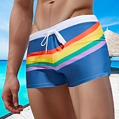 cheap Men&#039;s Boxer Swim Trunks-Men&#039;s Board Shorts Swim Shorts Swim Trunks Drawstring Elastic Waist Color Block Rainbow Comfort Quick Dry Short Holiday Beach Weekend Fashion Casual Black Navy Blue Micro-elastic