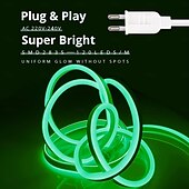 economico Strisce luminose COB-5m 10m 15m Luci al neon 600-3000 LED 2835 SMD Neon flessibile 8mm 1 pc Bianco caldo Bianco Rosso Strisce LED All&#039;aperto Impermeabile Vacanze 220-240 V