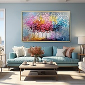 preiswerte Baumölgemälde-bunte Bäume Ölgemälde auf Leinwand große handgemalte Wandkunst abstrakte Wald Ölgemälde Wandkunst Landschaft Ölgemälde moderne Blumen Baum Gemälde für Wohnzimmer Wohnkultur Geschenk