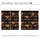 preiswerte Blackout -Vorhang-Vintage Bücherregal Verdunkelungsvorhänge Türisolierung Außenbalkon Rest Wohnzimmer Wohndekoration 2-teiliges Set mit 3D-Digitaldruck perforiert
