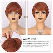 economico Parrucche di capelli veri senza cuffia-parrucche di capelli umani con taglio pixie per donne nere nessuna parrucche di pixie anteriori in pizzo a strati corti con frangia per l&#039;uso quotidiano