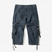 cheap Outdoor-Men's Capri Cargo Shorts Cargo Shorts Shorts Capri Pants Hiking Shorts Leg Drawstring 6 Pocket Plain Comfort Outdoor Daily Going out Fashion Streetwear Black Army Green