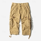 cheap Outdoor-Men's Capri Cargo Shorts Cargo Shorts Shorts Capri Pants Hiking Shorts Leg Drawstring 6 Pocket Plain Comfort Outdoor Daily Going out Fashion Streetwear Black Army Green