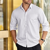economico Camicie Button Down da uomo-Per uomo Camicia Camicia elegante Camicia con Bottoni A Pois Matrimonio Lavoro Nero Bianco Rosso Blu marino Manica Lunga Collo ripiegato Primavera &amp; Autunno Abbigliamento