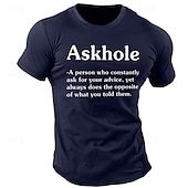 abordables Camiseta gráfica para hombres-Camiseta de hombre Askhole una persona que constantemente pide tu consejo camiseta sarcástica divertida de algodón de manga corta camiseta gráfica negra azul oscura moda al aire libre