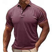preiswerte Klassisches Poloshirt für Herren-Herren Poloshirt Golfhemd Arbeit Geschäft Gerippter Polokragen Klassisch Kurzarm Basic Modern Feste Farbe Patchwork Taste Frühling Sommer Regular Fit Hellgrün Pink Blau Violett Khaki Grau Poloshirt