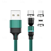 levne Kabely pro mobilní telefony-Vícenásobný nabíjecí kabel 0,5M (1.5Ft) 3,3 stop 6,6 stop USB A na Lightning / micro / USB C 2.4 A Nabíjecí kabel Rychlé nabíjení Nylonové pletené 3 v 1 Magnetické Pro Samsung Xiaomi Huawei Doplňky k