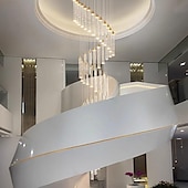 levne Lustry-moderní led lustr 1/2/5/8/10/12/18 hlava stmívatelné světelné křišťálové závěsné svítidlo pro vysoký strop obývacího pokoje foyer chromová světla osvětlení současné stropní svítidlo lustry (12