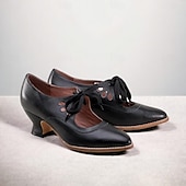 cheap Vintage Heels-Women&#039;s Vintage Lace-Up Leather Heels - Elegant Cut-Out Oxford Shoes for Retro and Formal Occasions