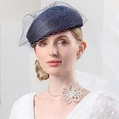 preiswerte Faszinationen-Hüte Sinamay Scheibenhut Pillbox-Hut Schleierhut Cocktail Abendgesellschaft Elegant Britisch Mit Schleife Tüll Kopfschmuck Kopfbedeckung