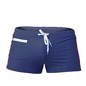 baratos calção de banho boxer masculino-Homens Bermuda de Surf Shorts de Natação Calção Justo de Natação Patchwork Com Cordão Cintura elástica Bloco de cor Conforto Secagem Rápida Curto Feriado Praia Final de semana Moda Casual Preto