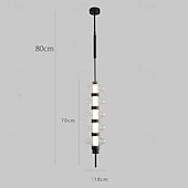abordables Éclairages pour îlot-LED pendentif lumière 70 cm noir or cuisine pendentif éclairage sur île longue barre pendentif lumière milieu du siècle long linéaire lustre boule plafond pendentif lustre 110-240 v