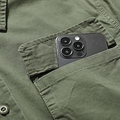 economico Camicie da lavoro da uomo-Per uomo Camicia Camicie da lavoro Maglietta informale Camicia con bottoni Camicia da carico Nero Kaki Verde militare Manica lunga Liscio Collo ripiegabile Da mare Per eventi Tasca frontale
