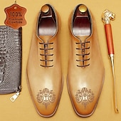 baratos Sapatos Sociais Clássicos-sapatos oxford masculinos premium de couro de vaca - sapatos sociais vintage brogue com cadarço e detalhes gravados intrincados para ocasiões formais